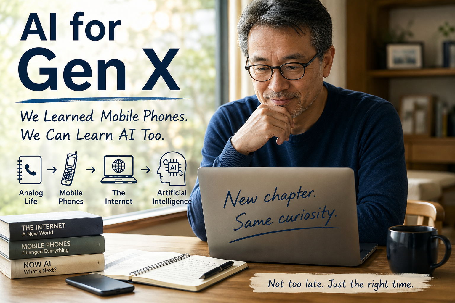 Gen X professional learning AI after using mobile phones and the internet as an adult